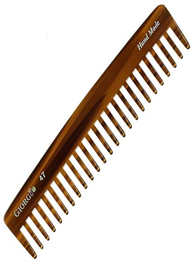 Giorgio G47 Large 6 Inch Hair Detangling Comb, Wide Teeth For Thick Curly Wavy Hair. Long Hair Detangler Comb For Wet And Dry. Handmade Of Quality Cellulose, Sawcut, Hand Polished, Tortoise Shell - Image 1