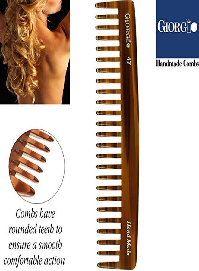Giorgio G47 Large 6 Inch Hair Detangling Comb, Wide Teeth For Thick Curly Wavy Hair. Long Hair Detangler Comb For Wet And Dry. Handmade Of Quality Cellulose, Sawcut, Hand Polished, Tortoise Shell - Image 2
