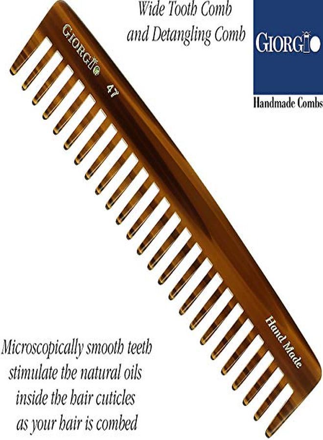 Giorgio G47 Large 6 Inch Hair Detangling Comb, Wide Teeth For Thick Curly Wavy Hair. Long Hair Detangler Comb For Wet And Dry. Handmade Of Quality Cellulose, Sawcut, Hand Polished, Tortoise Shell - Image 5