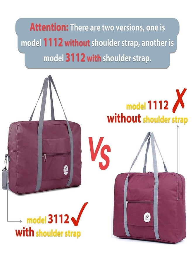 Narwey For Spirit Airlines Foldable Travel Duffel Bag Tote Carry on Luggage Sport Duffle Weekender Overnight for Women and Girls (1112 Wine Red) - Image 4