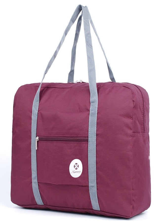 Narwey For Spirit Airlines Foldable Travel Duffel Bag Tote Carry on Luggage Sport Duffle Weekender Overnight for Women and Girls (1112 Wine Red) - Image 1