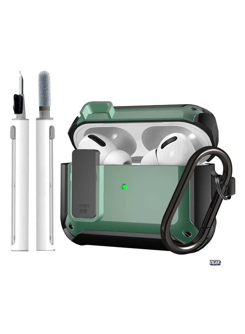 TIGER [Secure Lock] Armor AirPods Pro Case – Upgraded Shockproof Protective Cover, Cool Black/Green Design, Durable Drop-Proof Case for Apple AirPods Pro, Stylish & Secure for Men & Women - Image 1