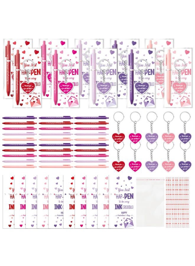 ANGOLIO Valentine's Day Employee Appreciation Gifts - 30 Sets Happy Valentines Bookmarks Pens Heart Keychains Bulk Pink Motivational Thank You Gifts for Team Staff Coworkers Employees Teachers Nurses - Image 1