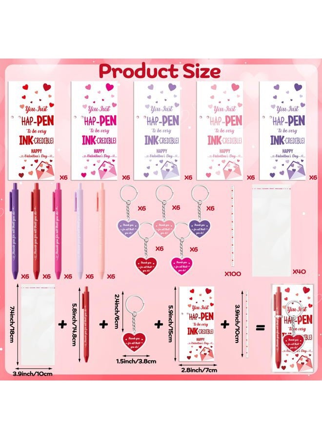 ANGOLIO Valentine's Day Employee Appreciation Gifts - 30 Sets Happy Valentines Bookmarks Pens Heart Keychains Bulk Pink Motivational Thank You Gifts for Team Staff Coworkers Employees Teachers Nurses - Image 2