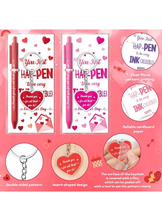 ANGOLIO Valentine's Day Employee Appreciation Gifts - 30 Sets Happy Valentines Bookmarks Pens Heart Keychains Bulk Pink Motivational Thank You Gifts for Team Staff Coworkers Employees Teachers Nurses - Image 3
