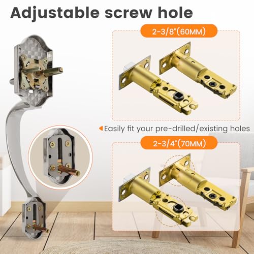 Azdele Front Door Handle and Deadbolt Set Front Door Lock Set Exterior Door Lock Set Front Door Handle with Single Cylinder Deadbolt for Exterior Door Reversible for RightLeftSatin Nicke Classic - Image 3