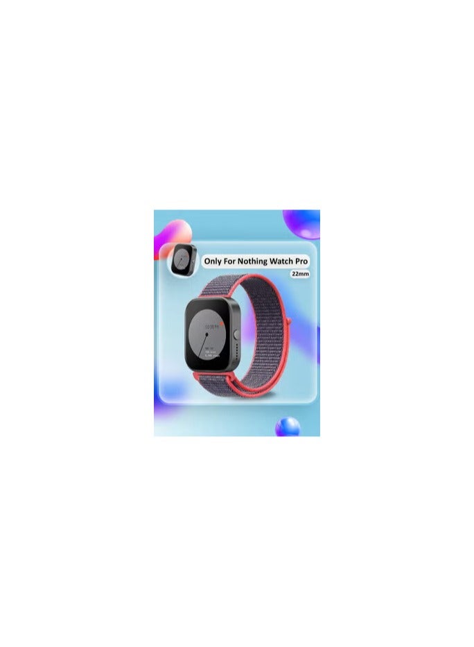 CATANES (for Nothing Watch Pro 22mm) Nylon Strap,Quick Release Bands for Women Men Sport Wristband Strap Dark Purple/Orange - Image 2