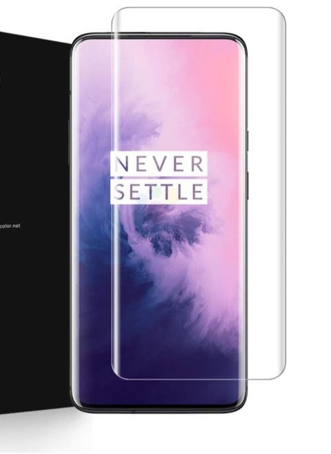 Oneplus 7 Pro Tempered Glass Screen Protector,Fingerprint Scaner 3D Liquid Transparent Clear Full Curved Edge Case Friendly Anti-Scratch Coverage