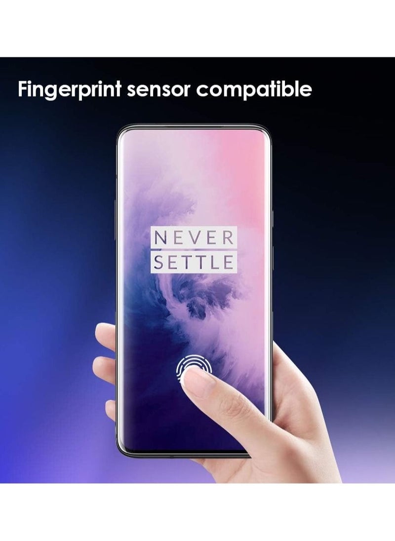 Oneplus 7 Pro Tempered Glass Screen Protector,Fingerprint Scaner 3D Liquid Transparent Clear Full Curved Edge Case Friendly Anti-Scratch Coverage