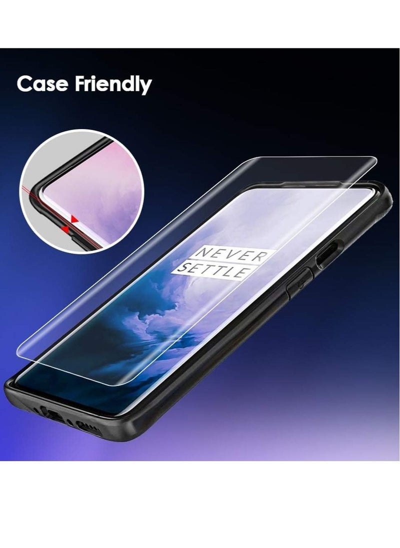 Oneplus 7 Pro Tempered Glass Screen Protector,Fingerprint Scaner 3D Liquid Transparent Clear Full Curved Edge Case Friendly Anti-Scratch Coverage
