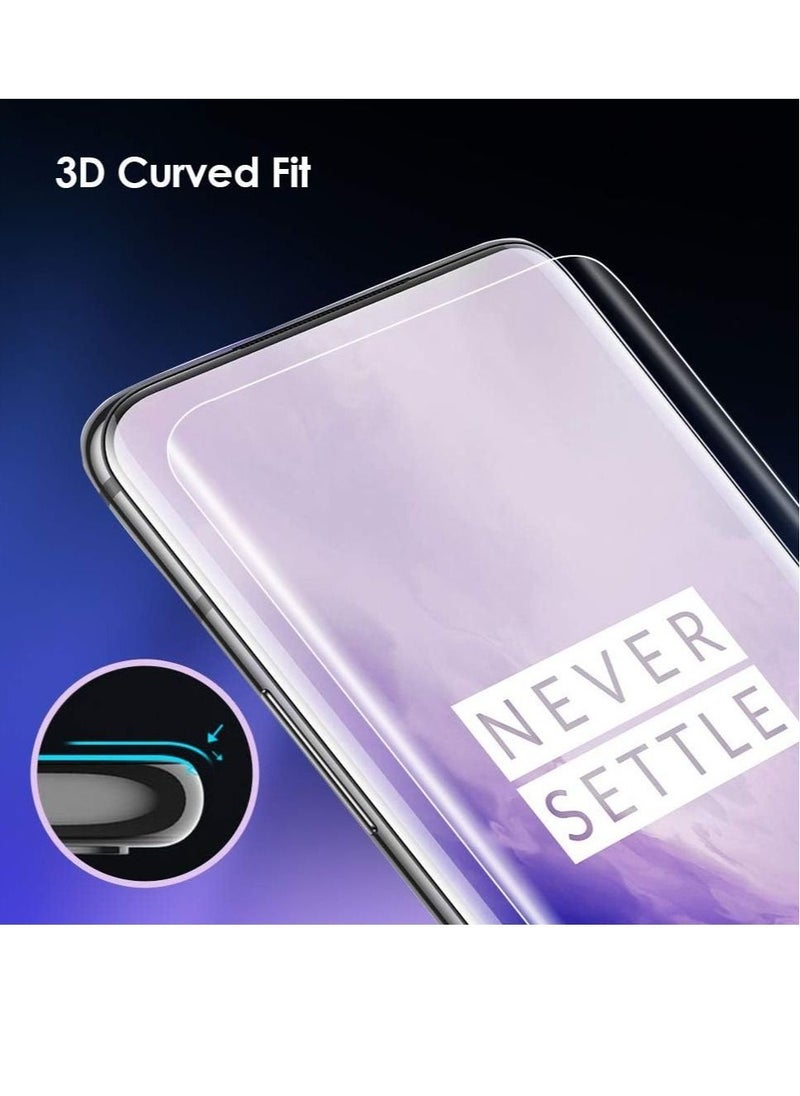 Oneplus 7 Pro Tempered Glass Screen Protector,Fingerprint Scaner 3D Liquid Transparent Clear Full Curved Edge Case Friendly Anti-Scratch Coverage