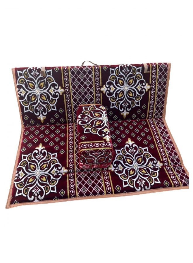 كادي ون مجموعة جلوس أرضية تراثية مكونة من 9 قطع مناسبة للسفر والرحلات البرية والحديقة , طقم فرشة تخييم ارضية مع اربع مراكي و 4 كراسي بمقاس 120سم وبساط من القماش عالي الجودة مقاس 2*2 متر يكفي ل 8 أشخاص - Image 5