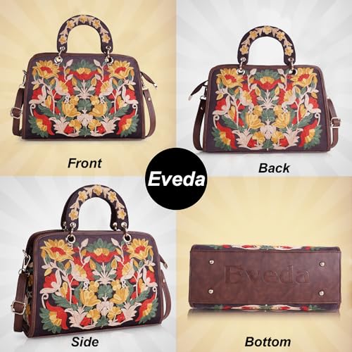 EVEDA Synthetic Leather Classy Gorgeous Embroidered Stylish Design Crossbody Shoulder Women Handbag With Embroidered Handle - Image 4