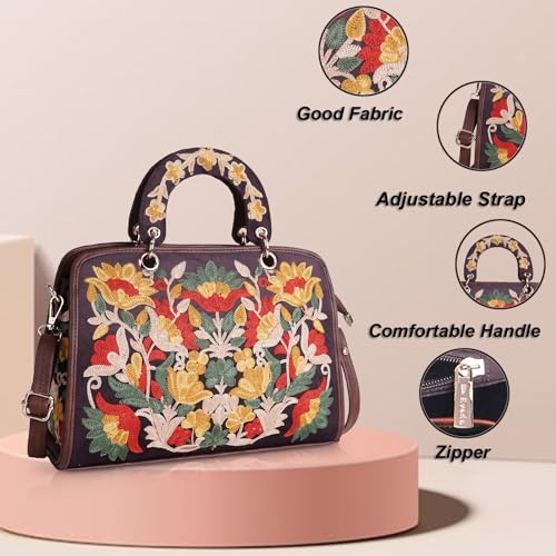EVEDA Synthetic Leather Classy Gorgeous Embroidered Stylish Design Crossbody Shoulder Women Handbag With Embroidered Handle - Image 5