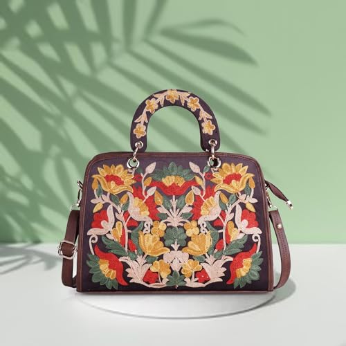 EVEDA Synthetic Leather Classy Gorgeous Embroidered Stylish Design Crossbody Shoulder Women Handbag With Embroidered Handle - Image 2