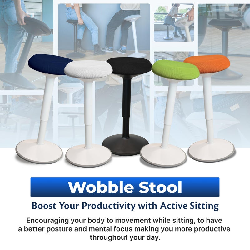 Backerz Standing Desk Stool Chair, Height Adjustable Stool 21-31 inch for Office and Classroom, Swivel Stool, Anti-Slip Bottom Ergonomic Wobble Stool with Rocking Motion, White - Image 4