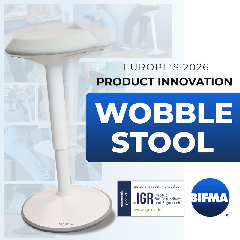 Backerz Standing Desk Stool Chair, Height Adjustable Stool 21-31 inch for Office and Classroom, Swivel Stool, Anti-Slip Bottom Ergonomic Wobble Stool with Rocking Motion, White - Image 2
