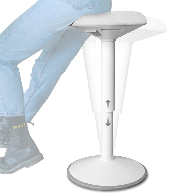 Backerz Standing Desk Stool Chair, Height Adjustable Stool 21-31 inch for Office and Classroom, Swivel Stool, Anti-Slip Bottom Ergonomic Wobble Stool with Rocking Motion, White - Image 1