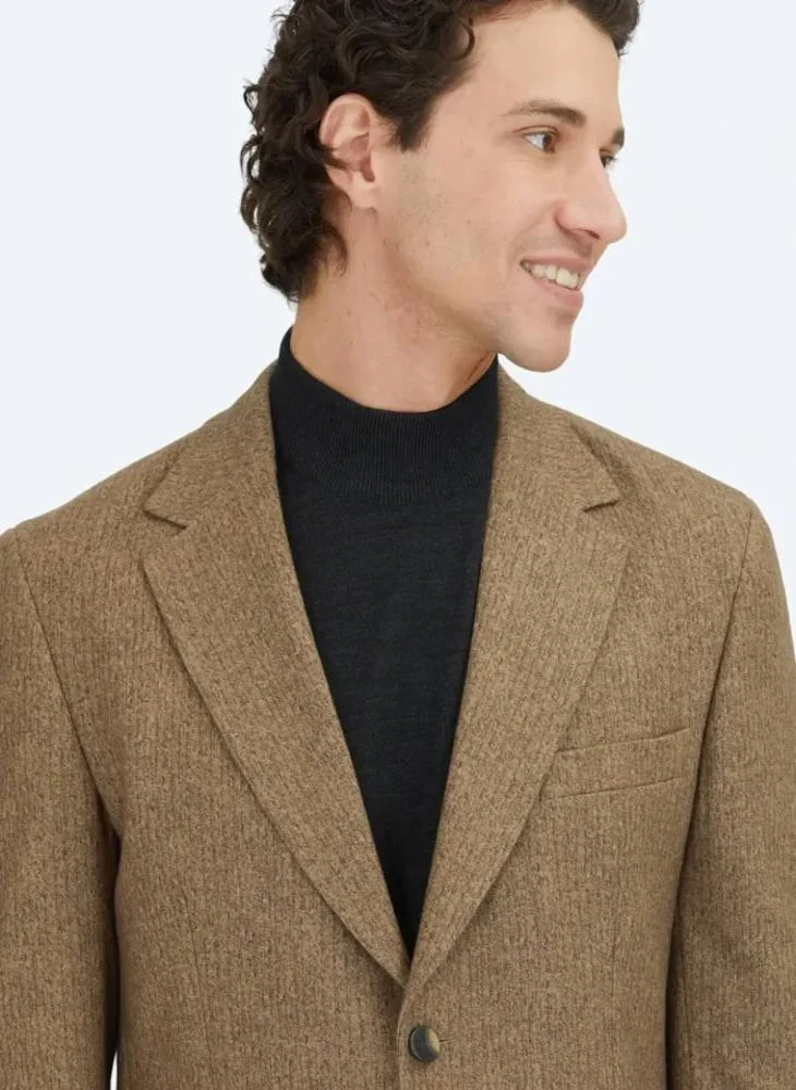 كيب جاكيت بني مطبوع عصري