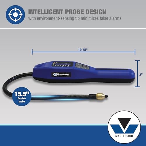Mastercool 55900 Intellasense II Refrigerant Leak Detector – Heated Tin Oxide Sensor, Super Sensitive Mode, Certified for R134a and R1234yf, Compact Design with LED Display and Leak Vial - Image 4