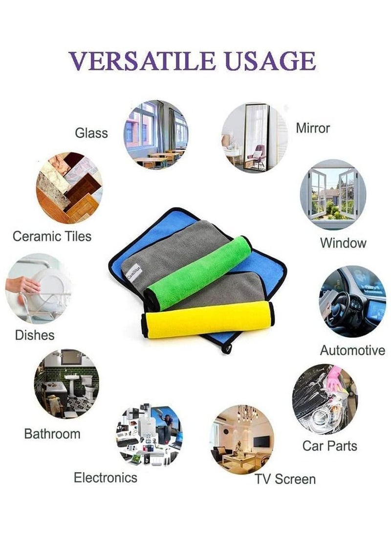 Car Towel - Microfiber Cleaning Cloth - 6 Towel with 2 sponges - Multipurpose Car Towels or Microfiber Car Drying - Dusting and Cleaning