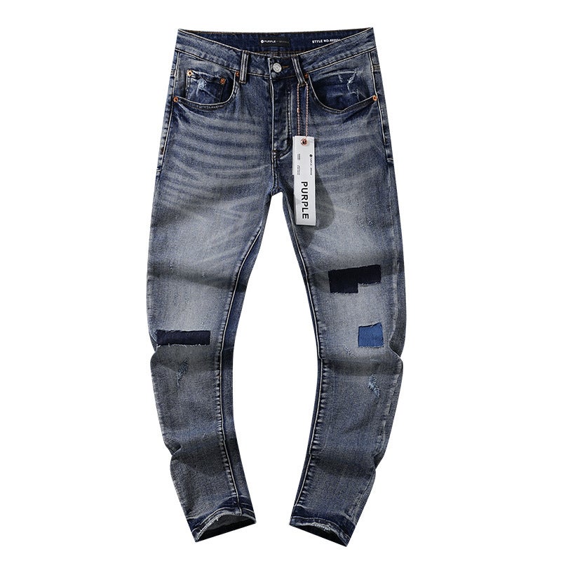 Purple Brand American High Street Men'S Fashion Brand Ripped Lacquered Slim Fit Men'S And Women'S Casual Jeans Fashion - Image 1