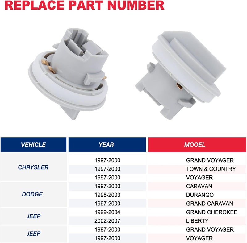 VASTAUTO Tail Lamp Socket for Chrysler Dodge 1999-2004 Grand Cherokee - 6 Pcs - Image 3
