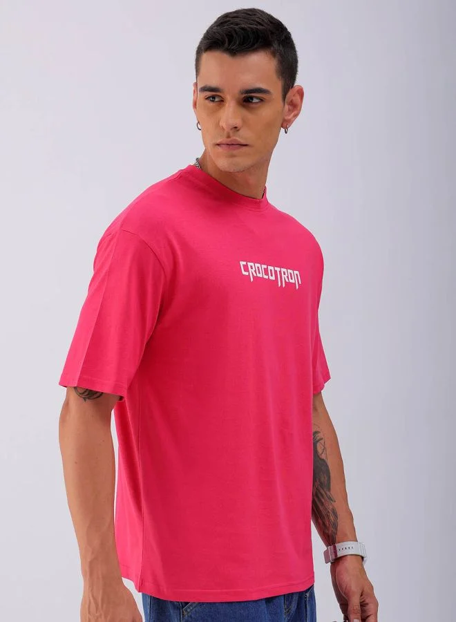 The Indian Garage Co Men Boxy Oversized Graphic Back Printed Round Neck Tshirt