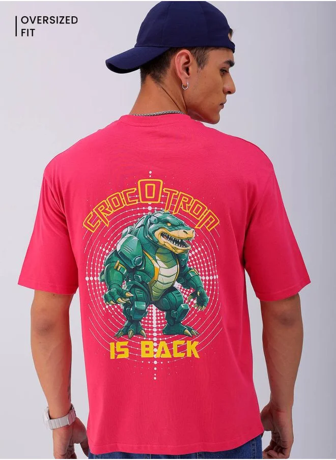 شركة المرآب الهندية Men Boxy Oversized Graphic Back Printed Round Neck Tshirt