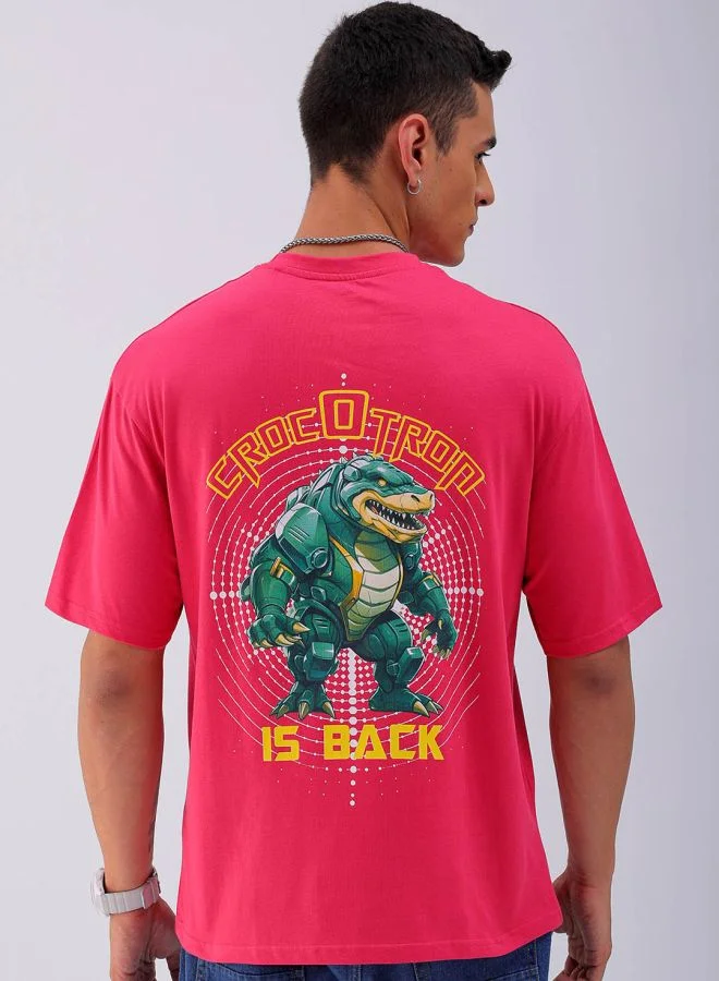 The Indian Garage Co Men Boxy Oversized Graphic Back Printed Round Neck Tshirt