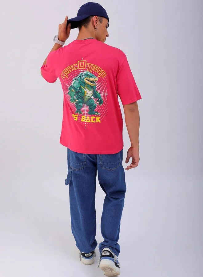 The Indian Garage Co Men Boxy Oversized Graphic Back Printed Round Neck Tshirt