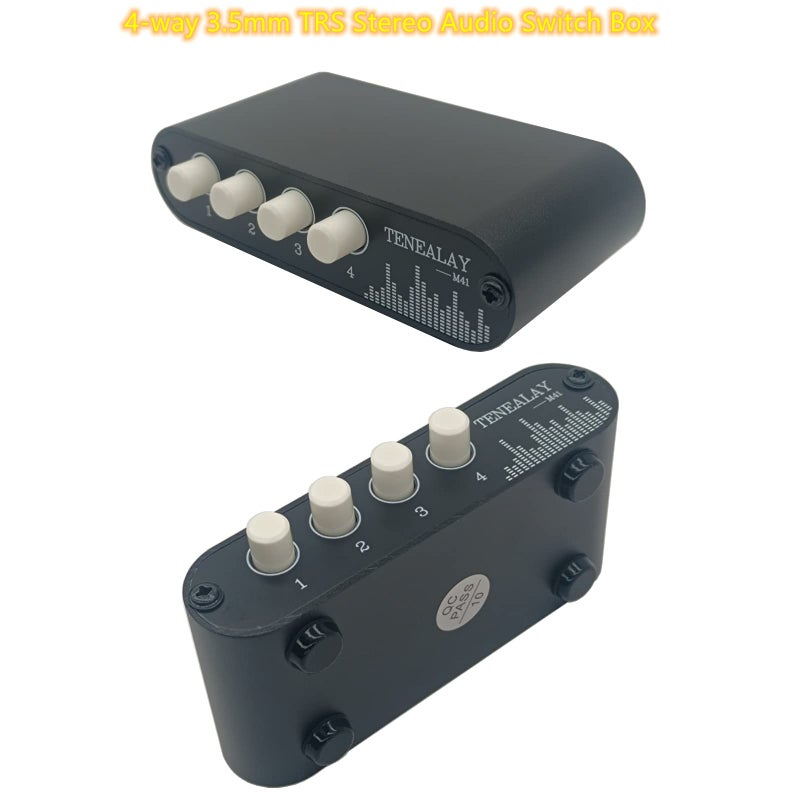 TENEALAY 4 in 1 Out / 1 in 4 Out AUX 3.5mm Stereo Audio Input Signal Source Switcher, 4-Way Switch Selector Splitter Box M41 - Image 5