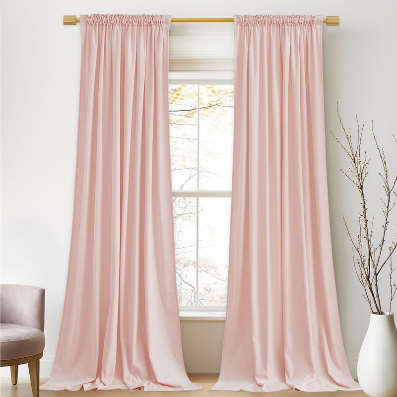 StangH Baby Pink Velvet Curtains 84 Inches Length, Room Darkening Soft Drapes with Back Tab Thermal Insulated Window Treatment for Girls Bedroom, Living Room, 52x84 Inch, 2 Panels - Image 1