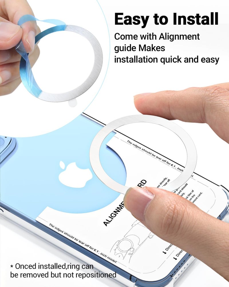 KALAPOP for Magsafe Sticker Magnet - 10 PCS, Ultra-Thin(0.4mm), Compatible with iPhone 15 Pro Max,15 Pro,15/14/13/12 Series,mag Safe Charger, for Apple Wallet Magsafe - Silver - Image 2