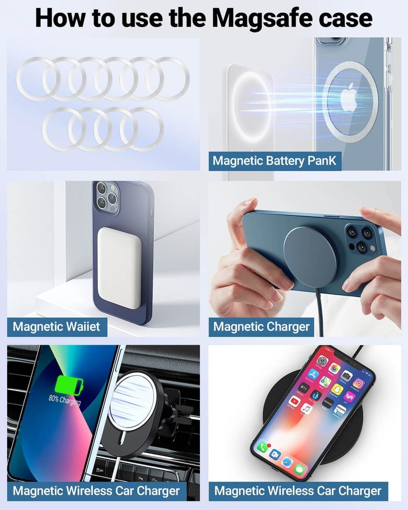 KALAPOP for Magsafe Sticker Magnet - 10 PCS, Ultra-Thin(0.4mm), Compatible with iPhone 15 Pro Max,15 Pro,15/14/13/12 Series,mag Safe Charger, for Apple Wallet Magsafe - Silver - Image 3