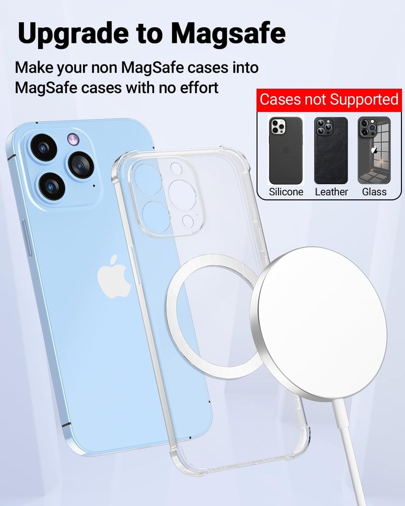 KALAPOP for Magsafe Sticker Magnet - 10 PCS, Ultra-Thin(0.4mm), Compatible with iPhone 15 Pro Max,15 Pro,15/14/13/12 Series,mag Safe Charger, for Apple Wallet Magsafe - Silver - Image 4