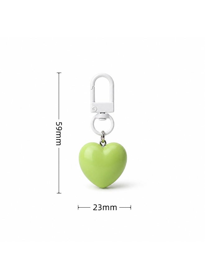 Light Green Heart Keychain Cute Bag Charm Pendant for Keys - Image 4