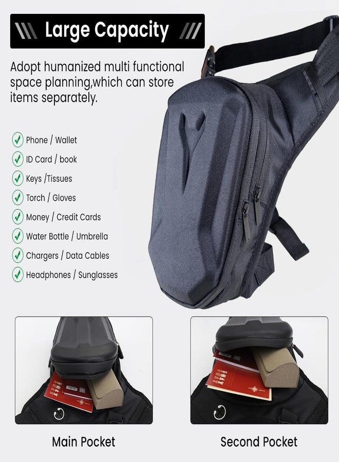 UniGear Hard Shell Unisex Waist Bag, Thigh Bag, Multipurpose Utility Waist Pouch, Cross Body, Strap to Leg Or Hip for Motorcycling, Outdoor, Hiking, for Adventure & Travel (Small, Black) - Image 4