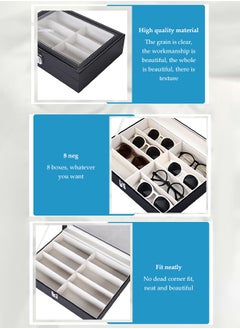 New 8-slot Eyeglass Storage Box PU Leather Sunglasses Storage Box with Transparent Acrylic Lid Dust-Proof Glasses Display Case with Lock  - Image 2