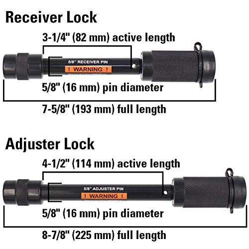 TowWorks 79852 Keyed Alike 5/8" Trailer Hitch Lock Set for Adjustable Channel Mounts, Double Safety Heavy Duty Tow Hitch Receiver Locking Pins fit Class III - V Hitches - Image 5