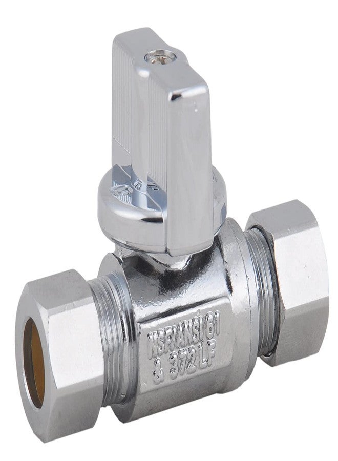 ال دي صمام LD - صمام إيقاف مستقيم 1/4 دورة 3/8 بوصة قطر خارجي × 3/8 بوصة ضغط، ربع دورة LF نحاس مطلي بالكروم لإيقاف إمداد المياه لتركيب الصنبور أو المرحاض (عبوة من 4 قطع) - Image 4