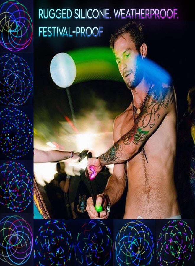 UltraPoi UltraKnob Pro Poi Handles Set (Pair (2)) - Upgrade for LED Poi Balls - Rechargeable LED Knob Handles - 35+ Rainbow Color Modes - Ideal for Adults, Flow Toys, Raves, Concerts & Parties - Image 2