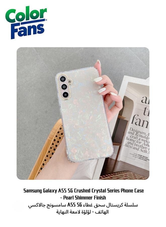 Color Fans Samsung Galaxy A55 5G Crushed Crystal Series Phone Case - Pearl Shimmer Finish 