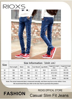 RIOXS Men's Straight Leg Jeans, Casual Slim Fit Jeans for Men, Comfy Stretch Cropped Pants, Lightweight Breathable Straight Jeans, Skinny Jeans Stretch Trousers Pair with Tee And Flats  - Image 5
