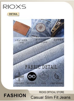 RIOXS Men's Straight Leg Jeans, Casual Slim Fit Jeans for Men, Comfy Stretch Cropped Pants, Lightweight Breathable Straight Jeans, Skinny Jeans Stretch Trousers Pair with Tee And Flats  - Image 4