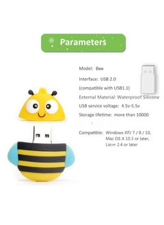 ماركة غير محددة محرك أقراص فلاش USB على شكل نحلة، محرك أقراص USB لطيف مقاوم للصدمات والغبار، عصا ذاكرة خفيفة الوزن ومحمولة، محرك أقراص USB عالي السرعة أو تخزين البيانات الخارجية، (قطعة واحدة، 32 جيجابايت)  - Image 3