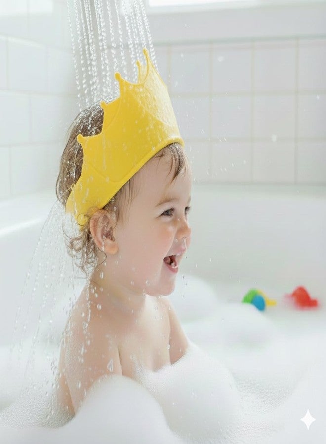 ZIGZAP Baby Shower Cap Shield and Cup Set, Visor Hat for Eye and Ear Protection for 0-12 Years Old Children, Cute Crown Shape Makes the Baby Bath More Fun. - Image 1
