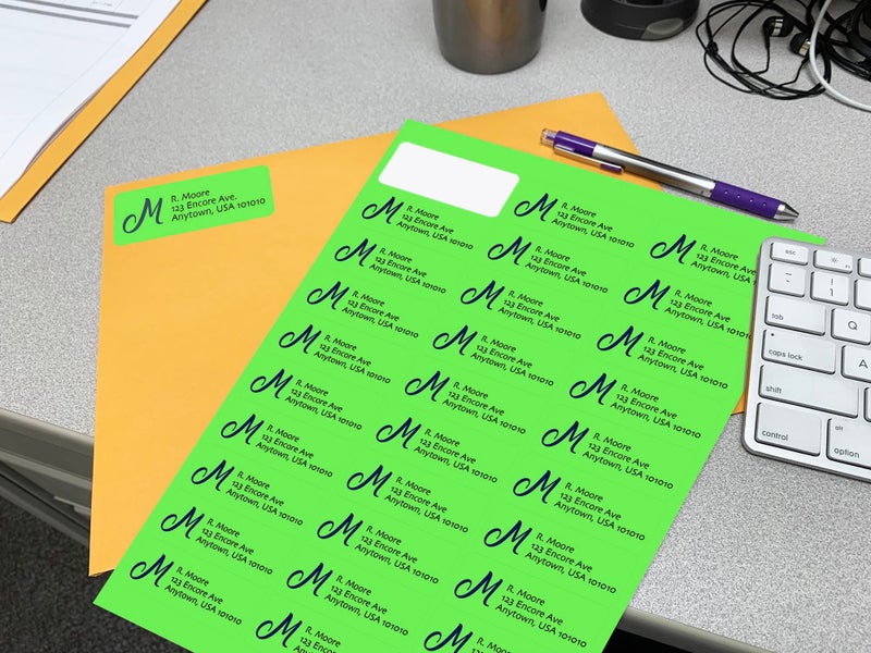 Blank Labels Blanks Labels Fluorescent Blue FBA & Mailing Labels from Blank Labels - 2-5/8" x 1" (2.625 x 1) - 30 Labels Per Sheet - Image 4