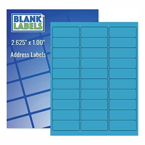 Blank Labels Blanks Labels Fluorescent Blue FBA & Mailing Labels from Blank Labels - 2-5/8" x 1" (2.625 x 1) - 30 Labels Per Sheet - Image 1