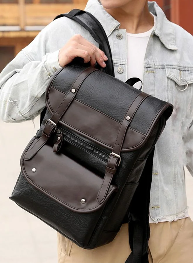 تايك تو شنطة ظهر سادة بملمس جلد صناعي